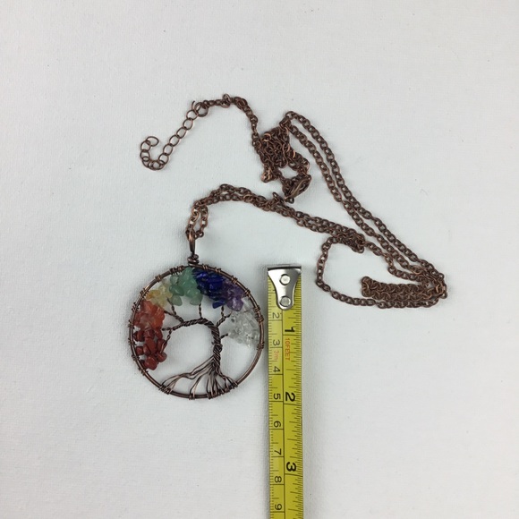 Tree of Life Gemstone 7 Chakra Crystal Necklace - Picture 3 of 3